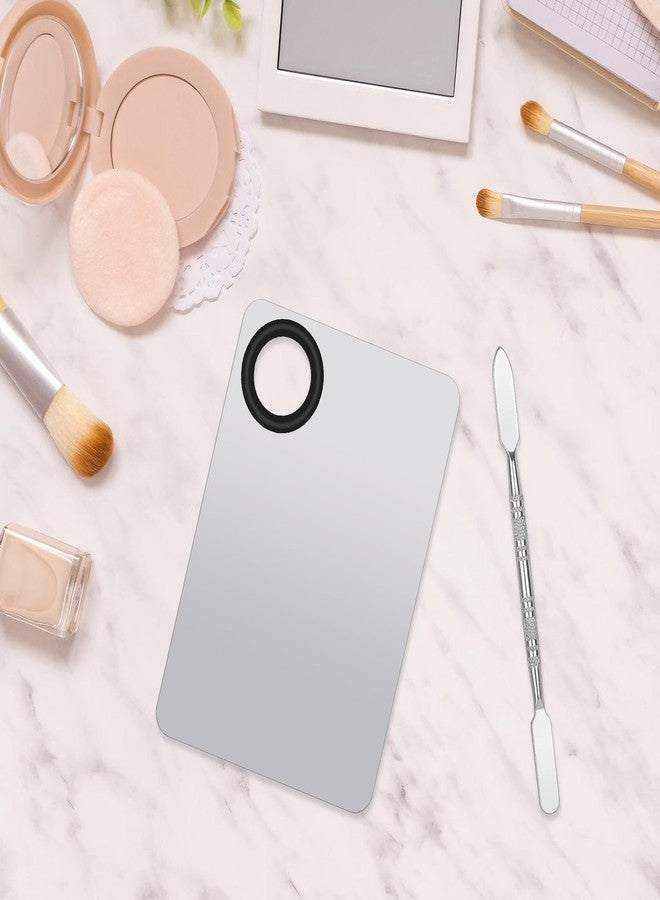 MixPeak Stainless Steel Cosmetic Makeup Palette,Foundation Spatula,Makeup Mixing Foundation Nail Mixing Palette,Professional Cosmetic Mixing Makeup Palettes Spatula Makeup Artist Tool（1 Pcs） - Image 4